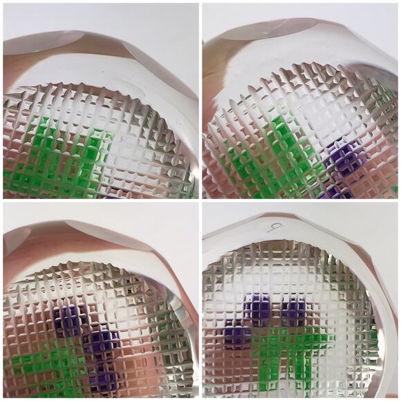 Perthshire 1977B Plums Lampwork Fruit Miniature Faceted Grid-Cut Paperweight - Picture 10 of 15